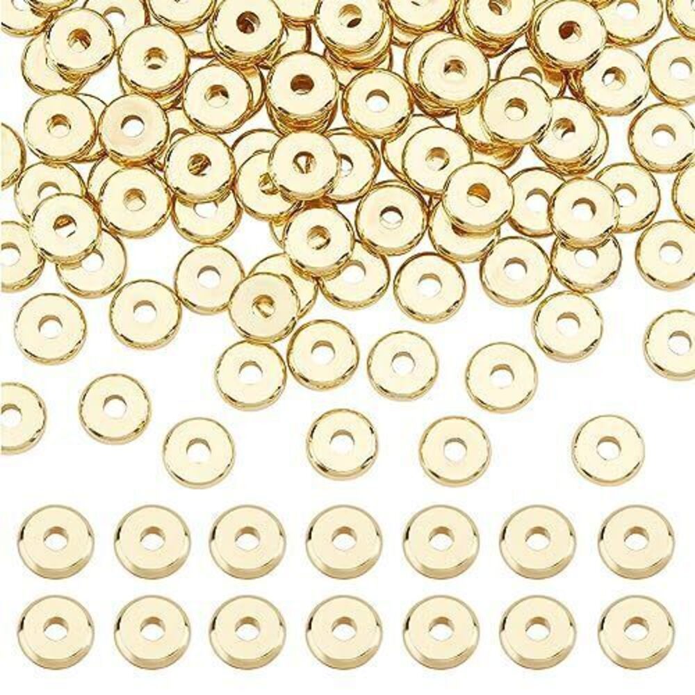 9697 150pcs 7mm Flat Disc Spacer Beads 18K Gold Brass Beads Rondelle Beads